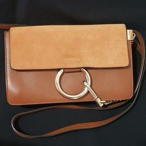 Authentic Chloe Faye Crossbody, Small tobacco